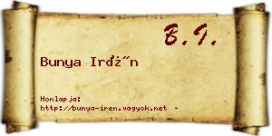 Bunya Irén névjegykártya